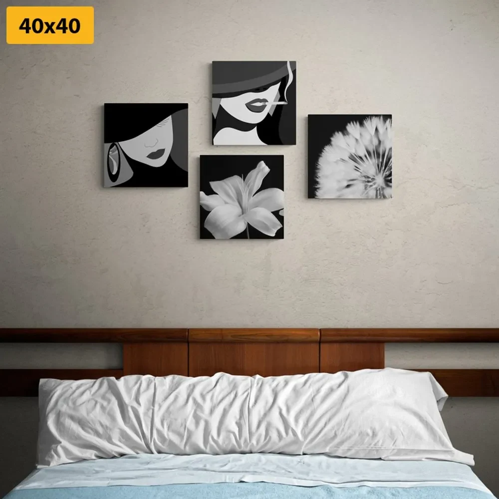 Set tablouri doamne în design alb-negru