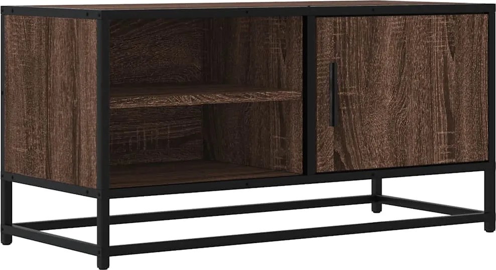 vidaXL Dulap TV, stejar maro, 80x34,5x40 cm, lemn prelucrat și metal
