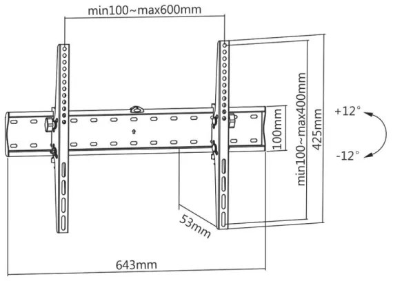 MK FLORIA MKF-23DN640 - Suport rabatabil perete TV 80" negru