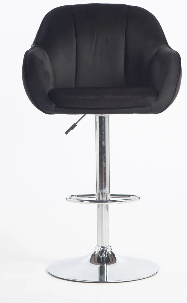 HR2055W Scaun Neagră din Catifea cu Bază Cromata