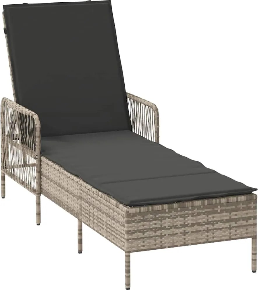 vidaXL Șezlong Gri deschis și gri închis 55 x 200 x 92 cm poliratan