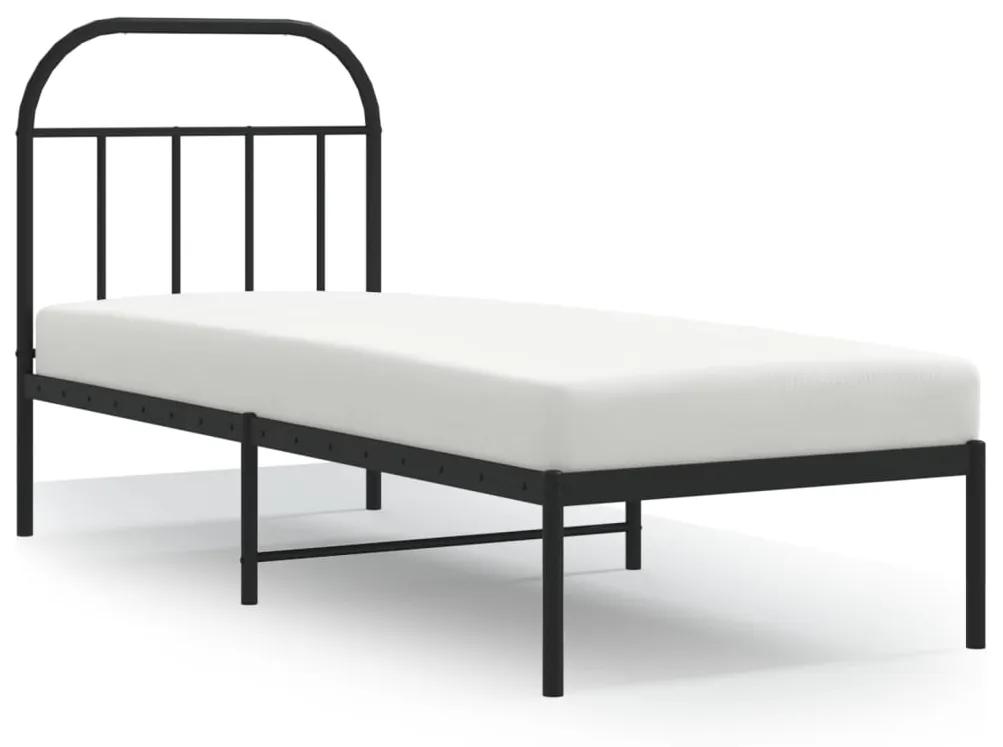353625 vidaXL Cadru de pat metalic cu tăblie, negru, 75x190 cm
