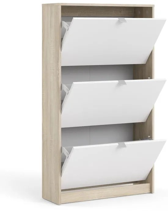 Pantofar alb/în culoare naturală cu deschidere înclinată cu aspect de lemn de stejar Shoes – Tvilum