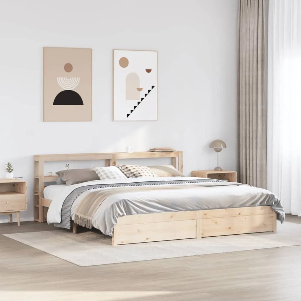 vidaXL Cadru de pat cu tăblie, 180x200 cm, lemn masiv de pin