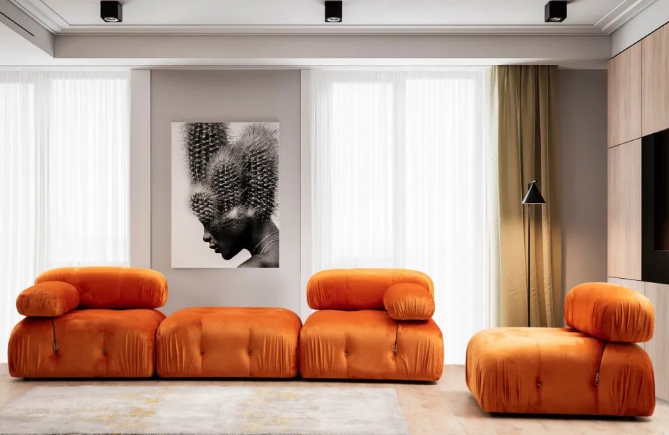 Fotoliu Modular Bubble L1, Portocaliu