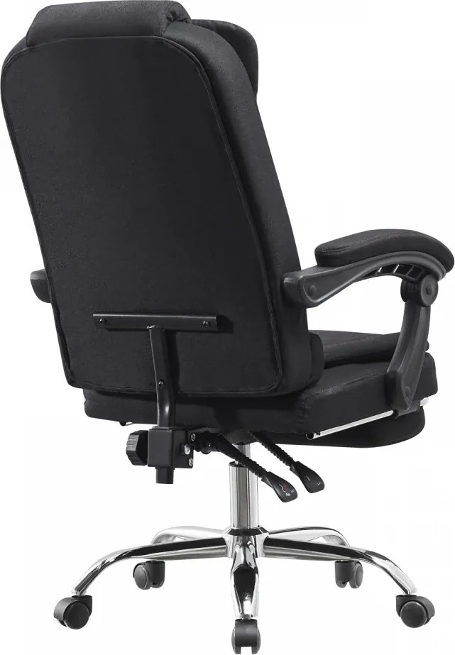 RESIGILAT- Scaun directorial, suport picioare, reglabil, Material textil, Negru