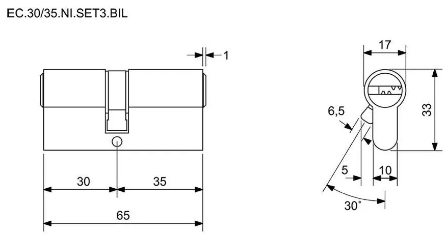 Inserție de construcție EC 30/35.SET3 pentru închidere comună (3 buc), alb