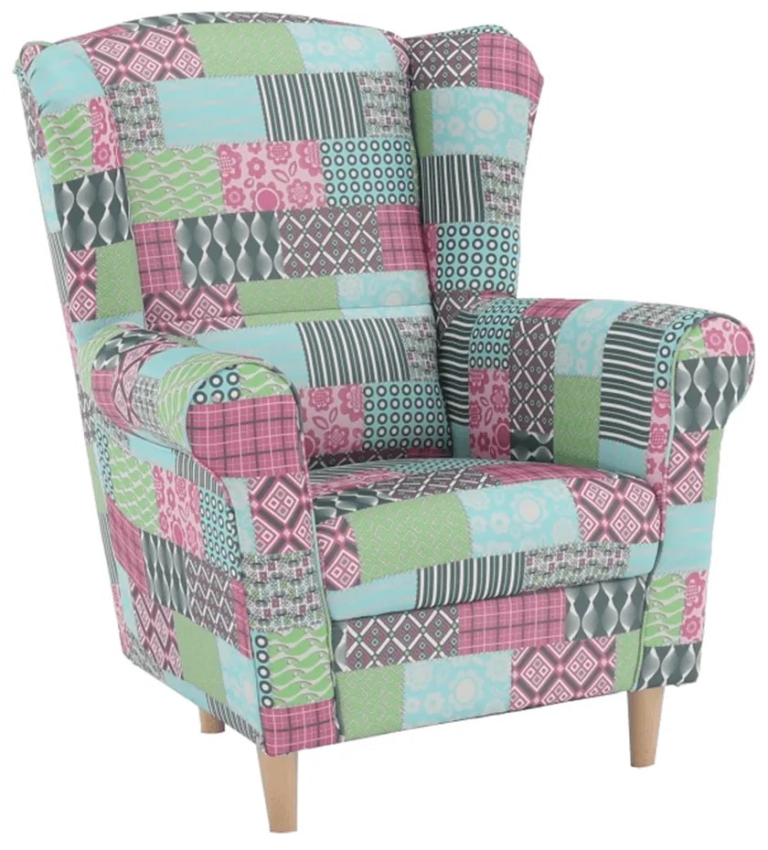 Fotoliu textil patchwork charlot 86x105x72 cm
