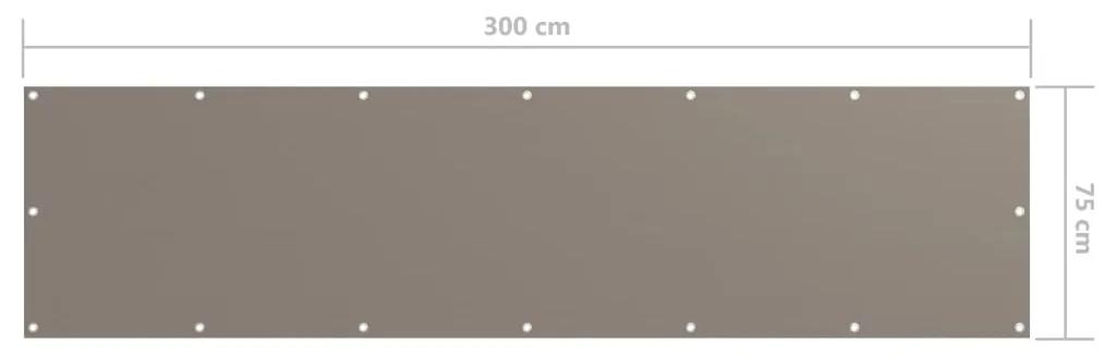 Paravan de balcon, gri taupe, 75x300 cm, tesatura Oxford Gri taupe, 75 x 300 cm