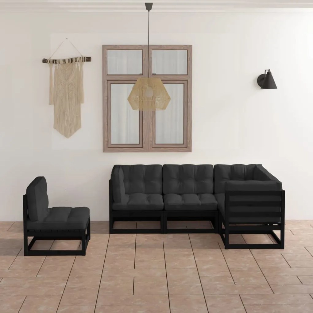 vidaXL Set mobilier grădină cu perne, 5 piese, lemn masiv pin