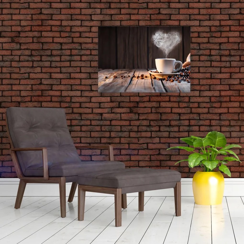 Tablou pe sticlă - Timp pentru cafea (70x50 cm)