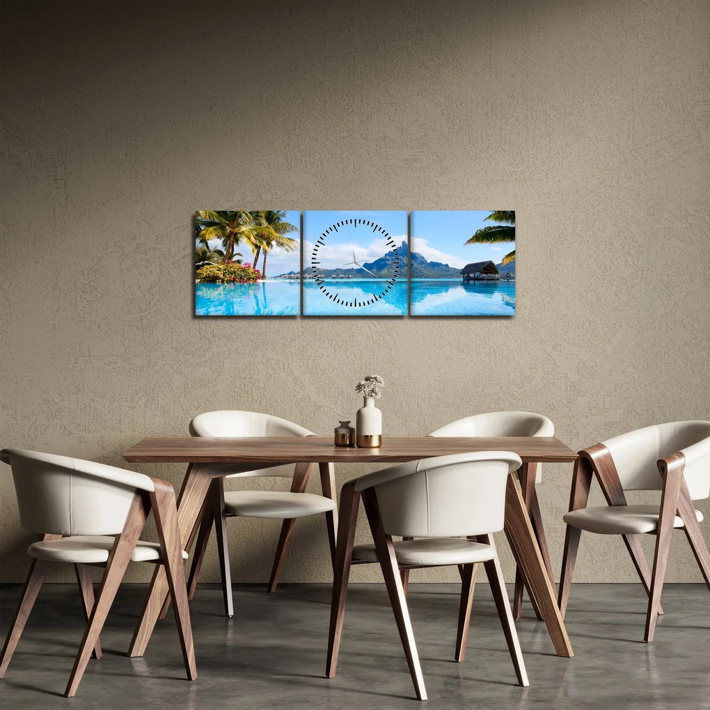Tablou - Bora-Bora, Polinezia Franceză (cu ceas) (90x30 cm)
