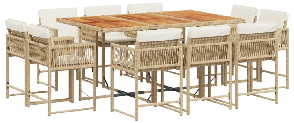 3211576 vidaXL Set mobilier de grădină cu perne, 11 piese, bej, poliratan