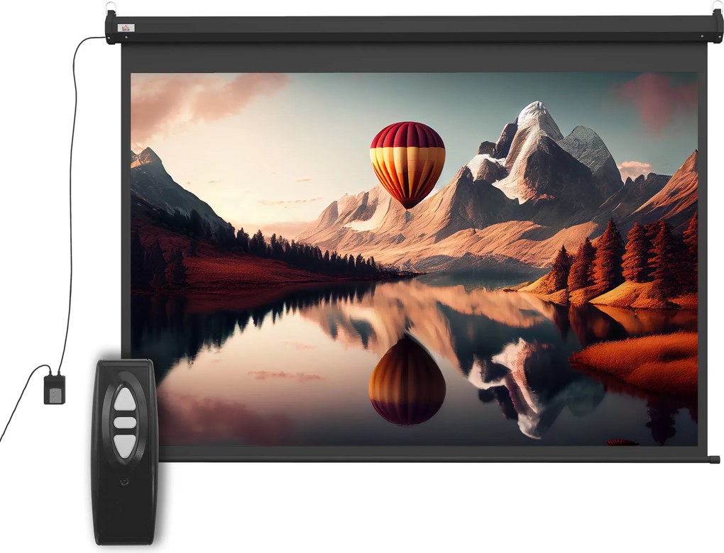 HOMCOM Ecran Proiecție, 100 inch, Format 4:3 Reglabil cu Telecomandă, Ecran de Proiecție Compact, 203x152 cm, Negru | Aosom Romania