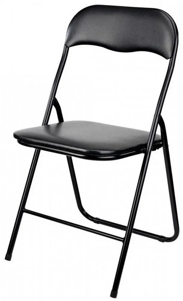 Scaun pliabil pentru living, bucatarie si camping HouseXL™ Black Folding Chair 2800, Dimensiuni 43X45X78 cm, Design ergonomic, Picioare metalice,