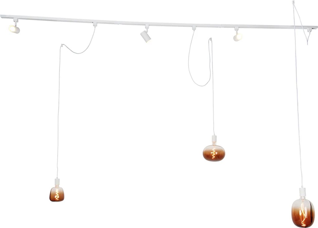 Sistem de șine monofazate cu 3 spoturi și lămpi suspendate alb - Cavalux Jeana