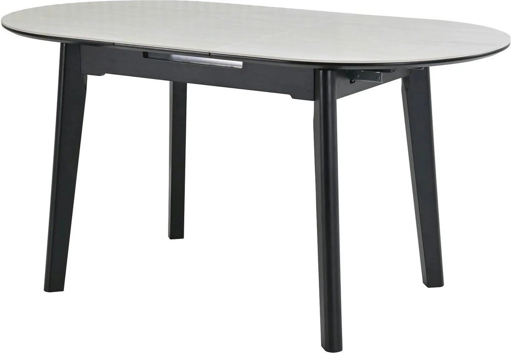 Masa extensibila ARES, bej cu efect de piatra travertin/negru, ceramic