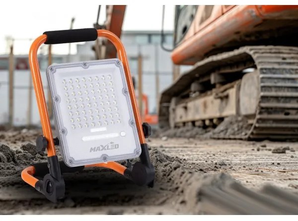 Proiector LED reîncărcabil cu trepied LED/50W/3,2V, 4500K, 5000 mAh, IP65, portocaliu