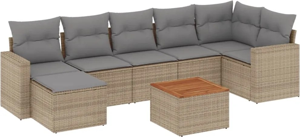 vidaXL Set canapele de grădină, 8 piese, cu perne, bej, poliratan