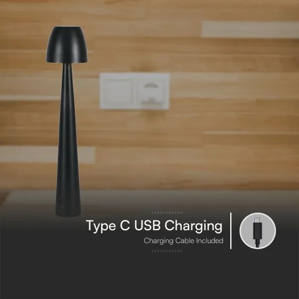 Lampă LED tactilă reîncărcabilă dimabilă de masă LED/3W/5V 3000-6000K negru