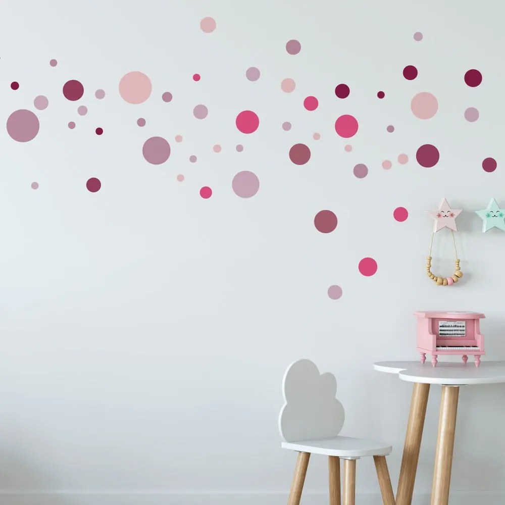 Set 100 autocolante Ambiance Round Stickers, roz