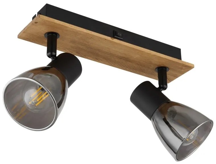 Aplica de perete / tavan cu 2 spoturi directionabile design modern CLAUDE negru, maro