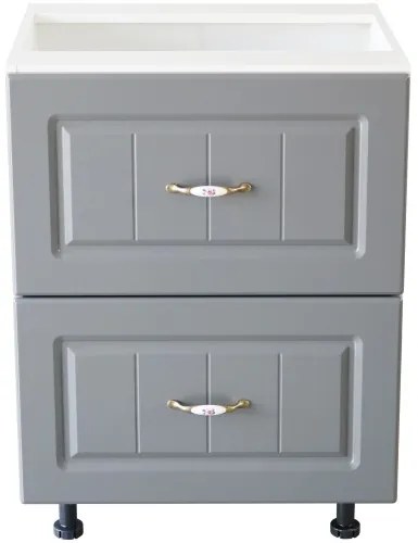Corp inferior 60 cu 2 sertare metalice greutate Zebra MDF gri dungi