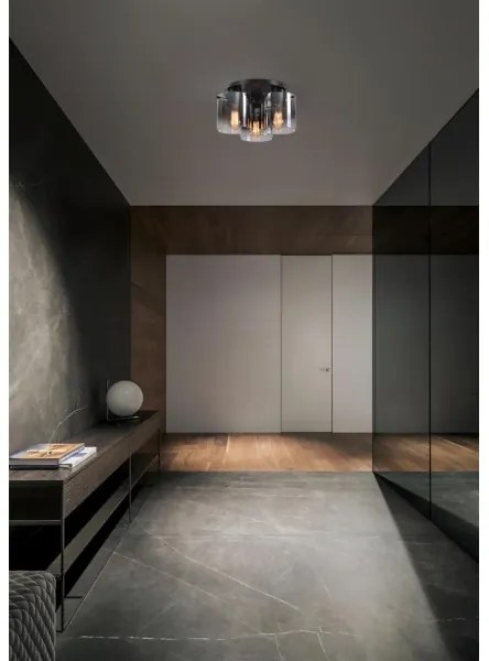 Plafonieră Searchlight SWEDEN 88911-3BK - 3xE27/60W/230V, Ø39 cm, negru/fumuriu