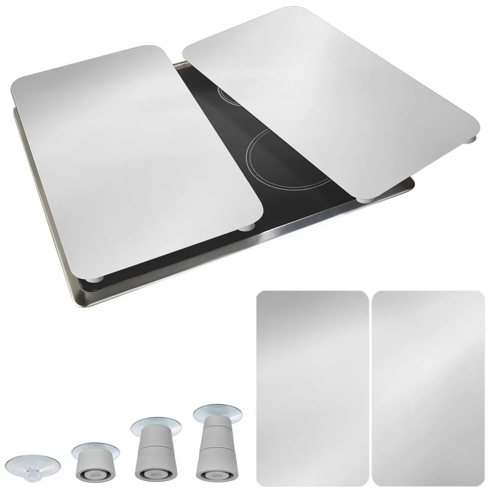 Set 2 protecții din sticlă pentru aragaz Wenko Universal Silver