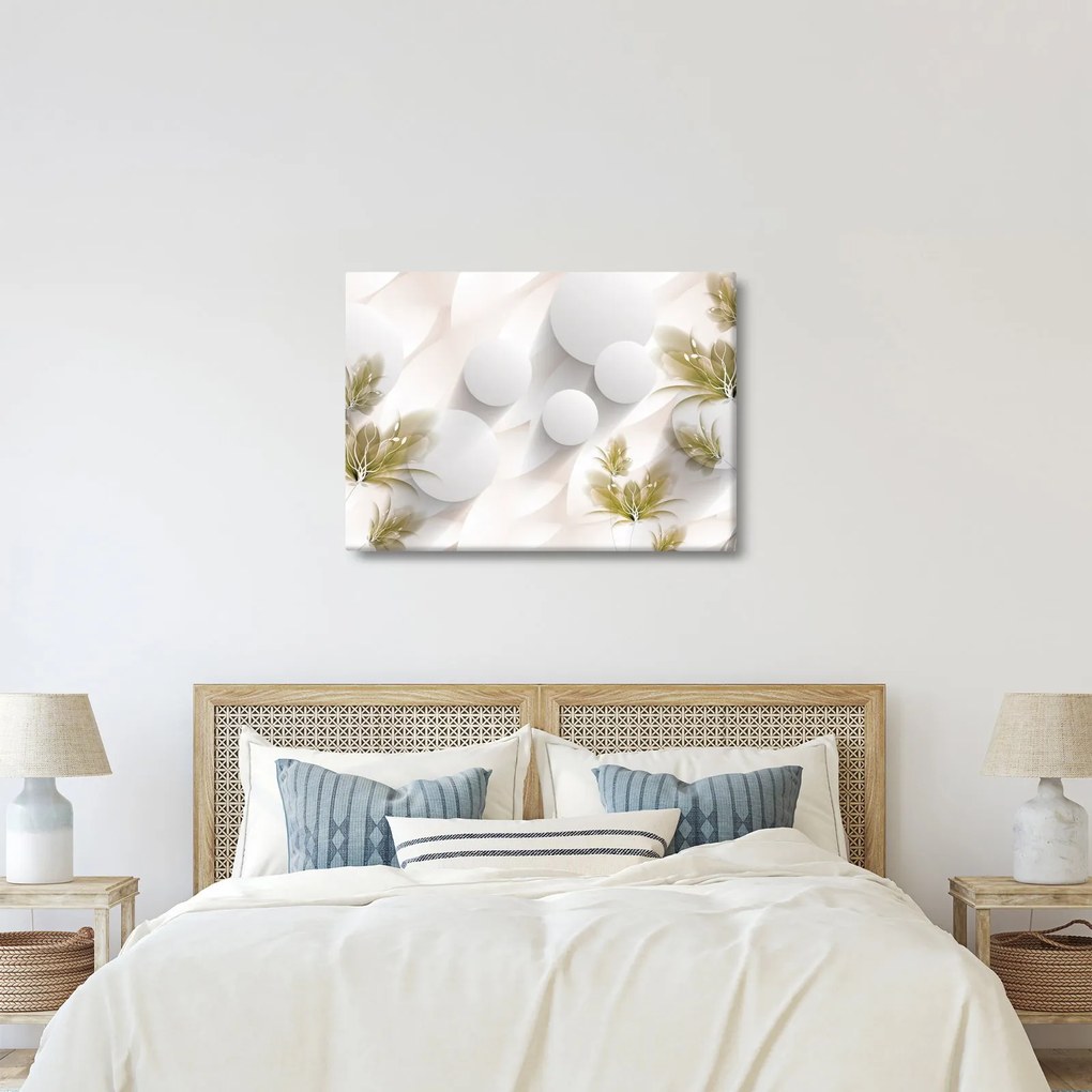 Tablou - 3D cercuri cu flori (70x50 cm)
