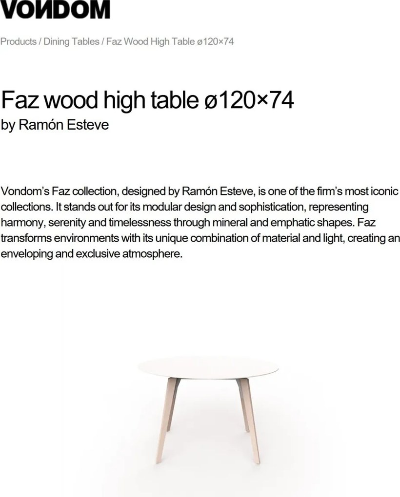 Masa rotunda design modern premium FAZ WOOD, 120cm 54323