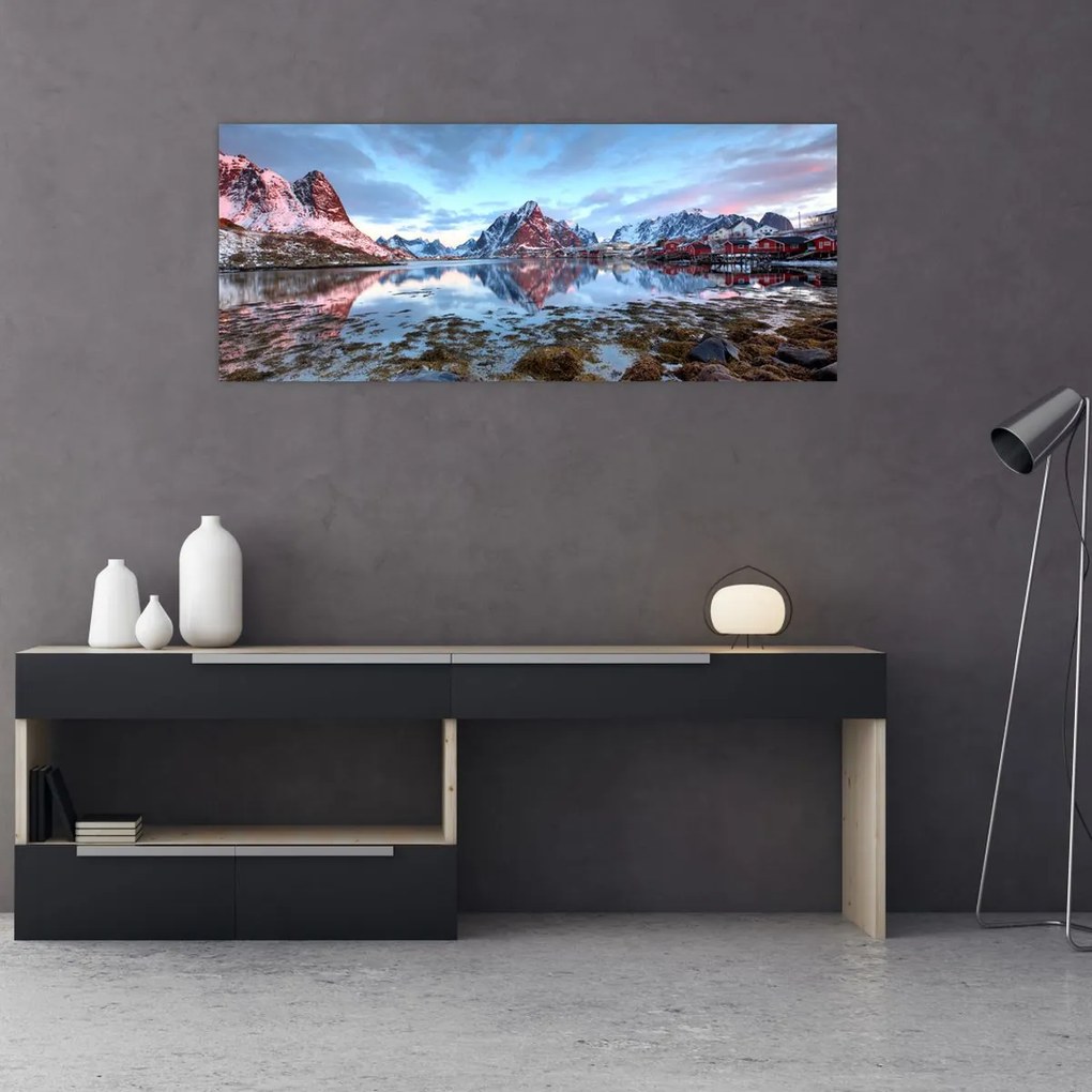 Tablou - Răsărit de soare deasupra Reine (120x50 cm)