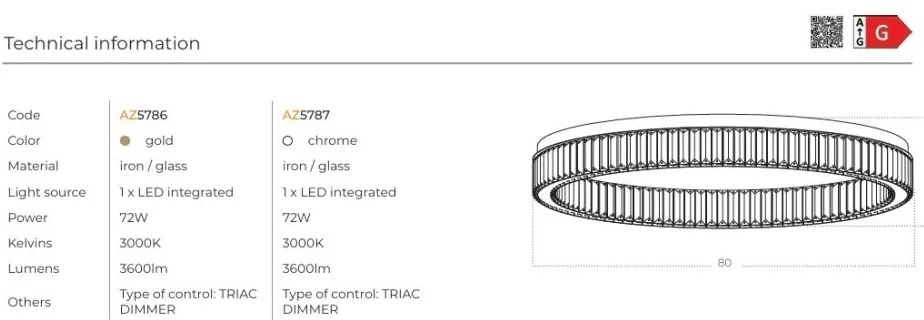 Plafoniera LED SPARK TOP 80 DIMM CH