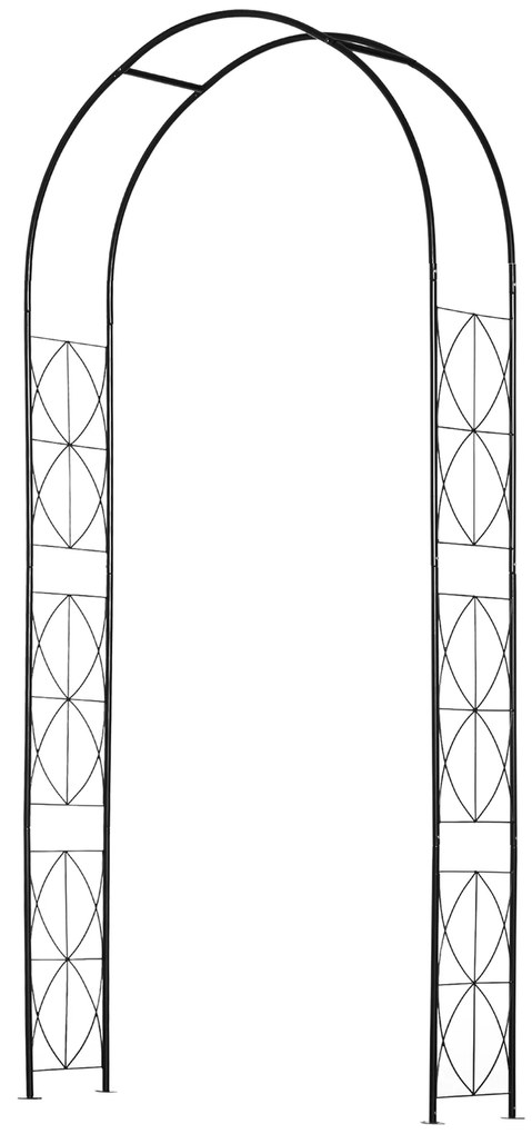 Outsunny Arc pentru Trandafiri și Plante Cățărătoare din Oțel, Arc de Grădină cu Suport pentru Plante, 114x30x230 cm, Negru | Aosom Romania