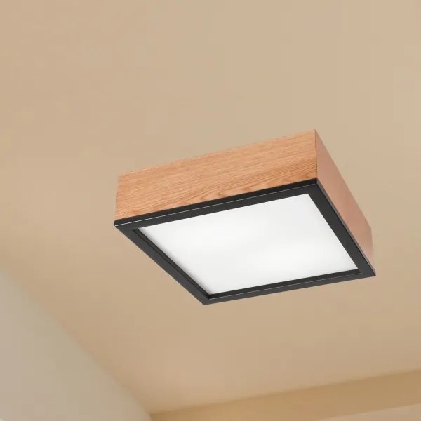 Plafonieră OAK SQUARE 2xE27/15W/230V 31x31 cm stejar/negru