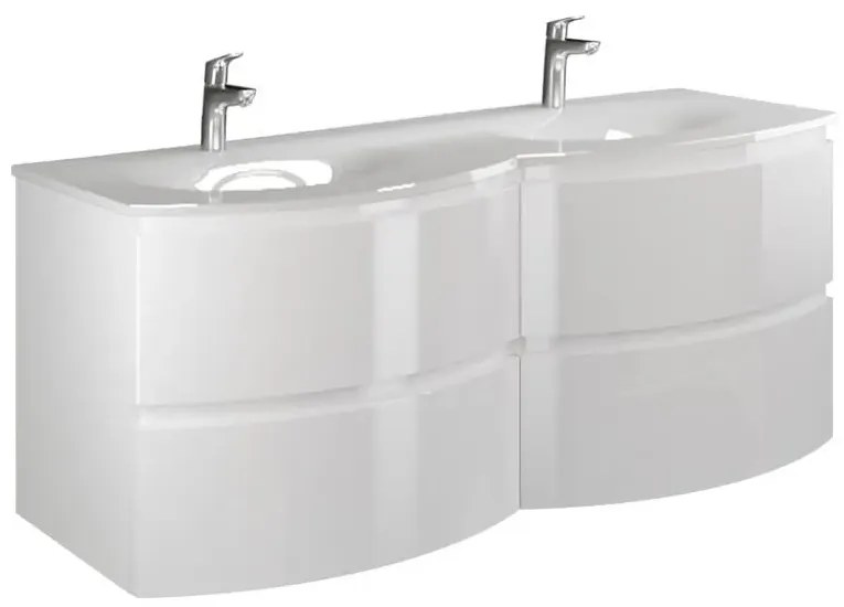 Mască cu Lavoar Dublu Aledo, Alb Lucios