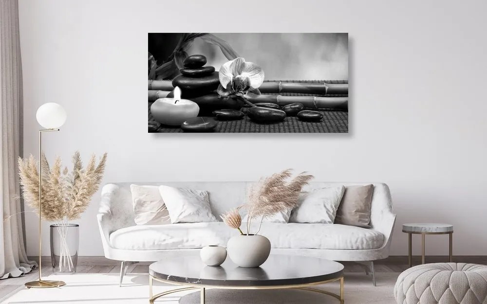 Tablou natura moartă Feng Shui în design alb-negru