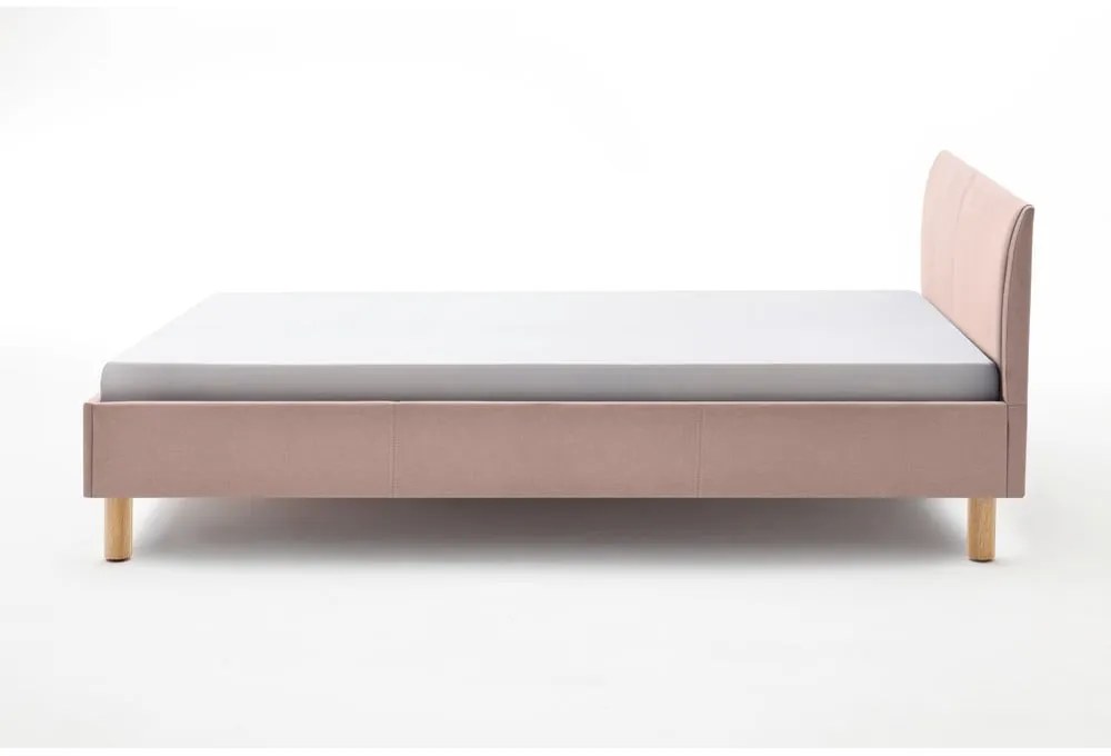Pat matrimonial roz tapițat fără somieră 140x200 cm Lena – Meise Möbel