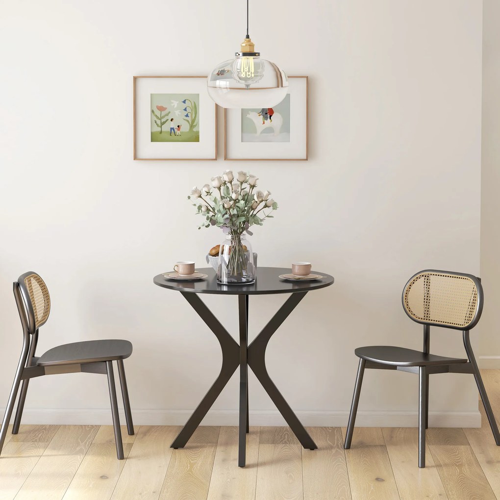 HOMCOM Masa de bucatarie rotunda, Design modern, 78 cm x 78 cm x 75 cm, Negru | Aosom Romania
