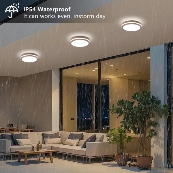 Brilagi BENE - Corp de iluminat exterior LED cu senzor, 24W/230V, Ø 26 cm, maro, IP54