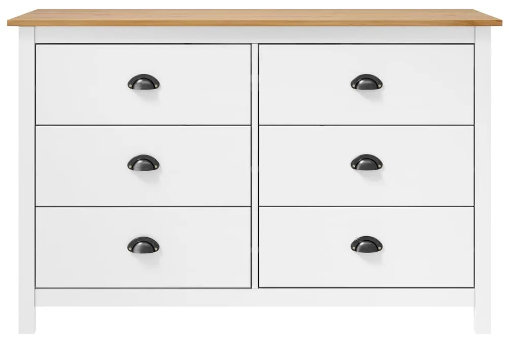 288986 vidaXL Servantă Hill Range, alb, 125 x 40 x 80 cm, lemn masiv de pin