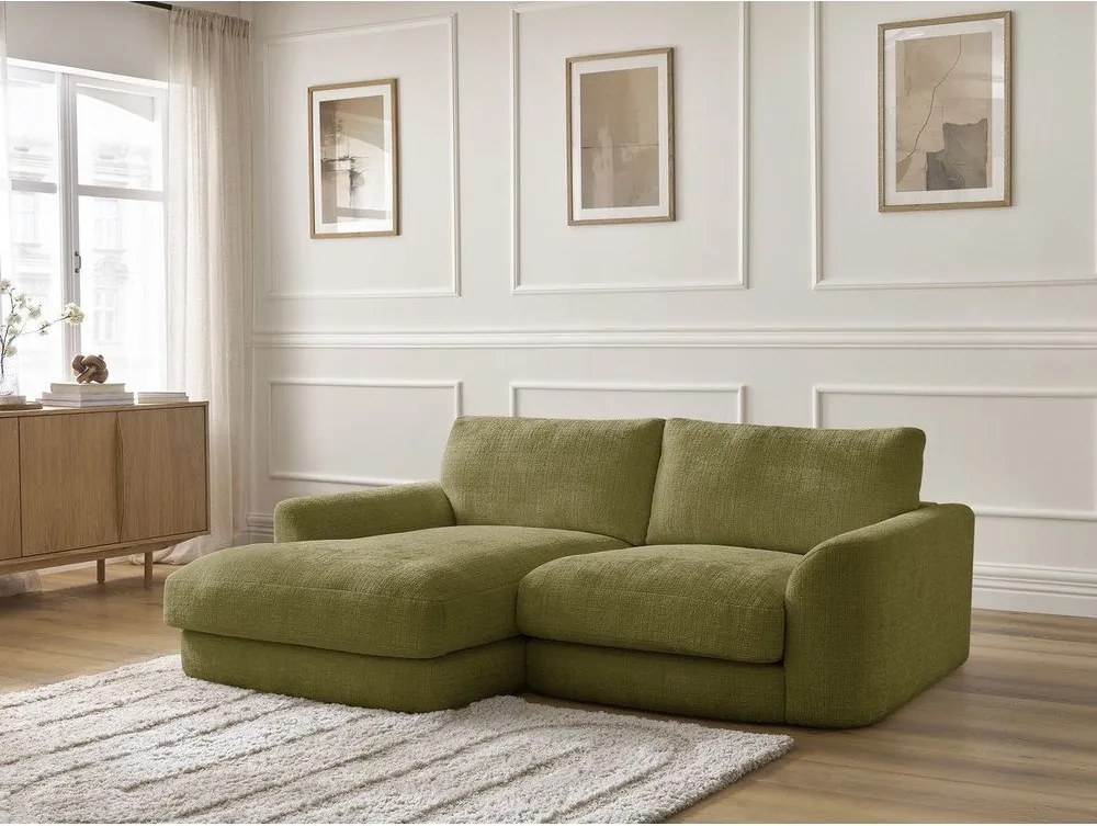 Colțar kaki cu tapițerie din chenille (cu colț pe partea stângă/cu șezlong) Leonore – Bobochic Paris