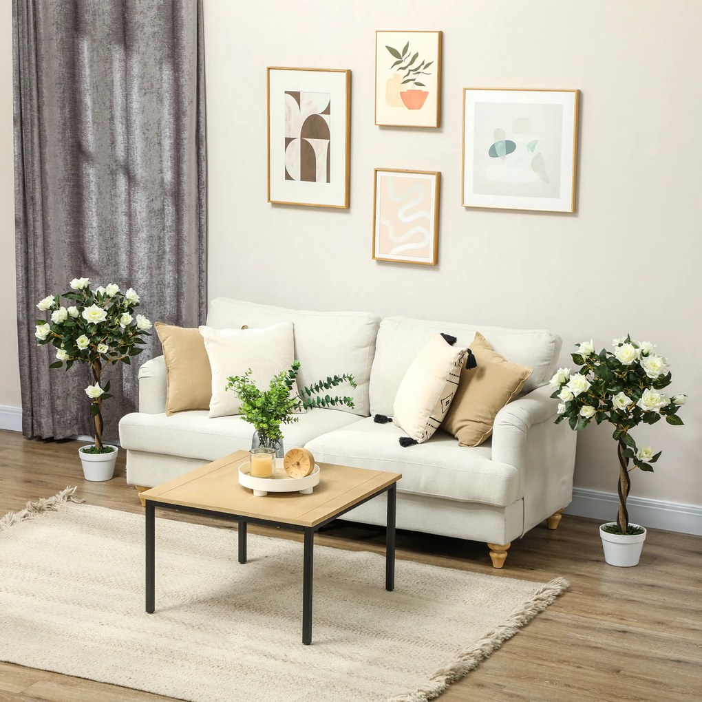 Outsunny Plantă Artificială de Trandafir cu 21 de Flori Ø18x90 cm Portocaliu cu Vas | Aosom Romania