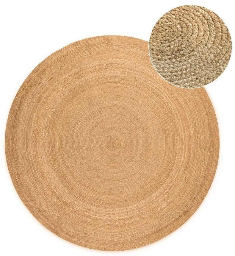 Covor în culoare naturală reversibil rotund din iută ø 100 cm Braided Gold – Hanse Home