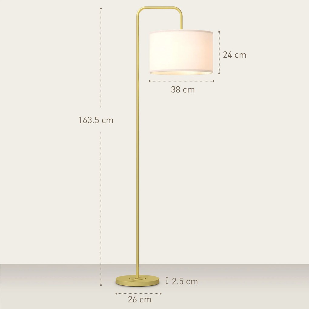 HOMCOM Lampadar Modern Arcuit din Oțel și Poliester, Auriu | Aosom Romania