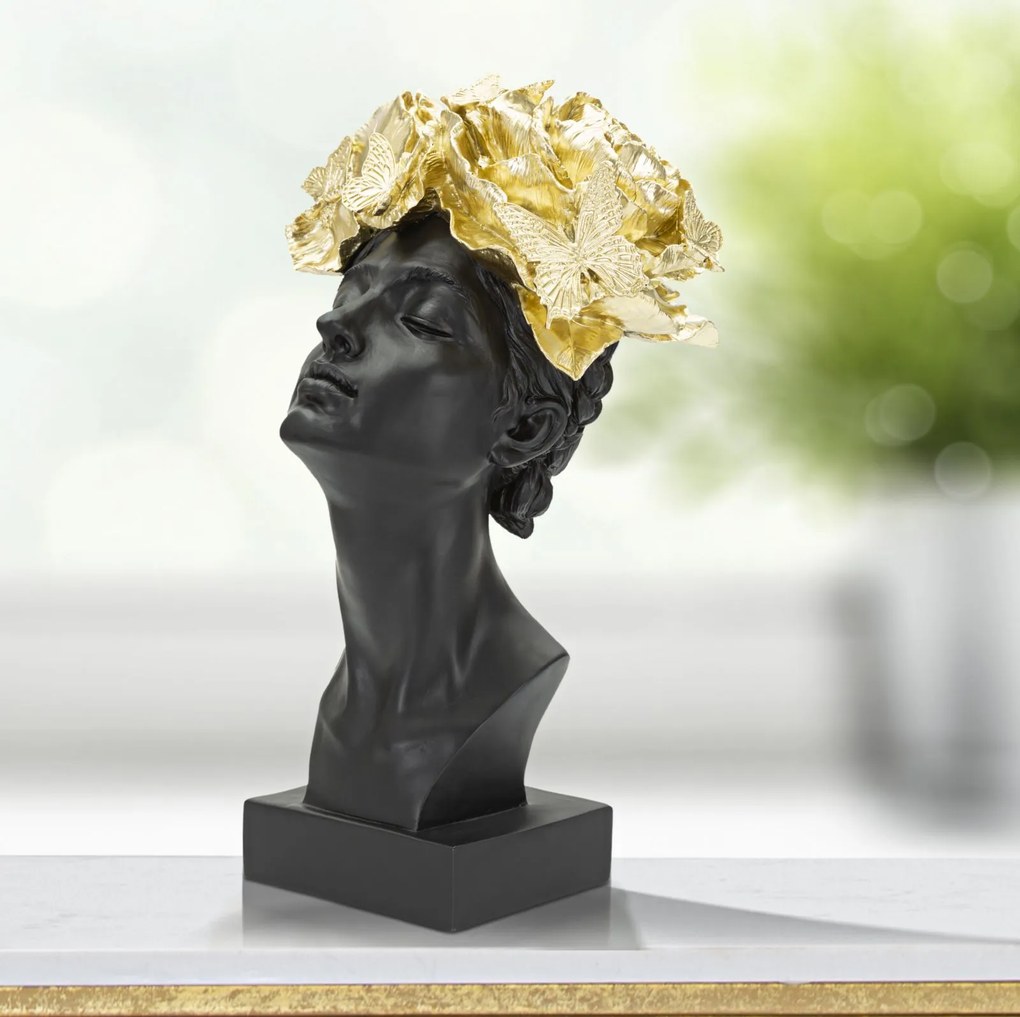 Mauro Ferretti Statuie Femeie Cu Fluturi Pe Cap cm 21X20X36,5 | Aosom Romania
