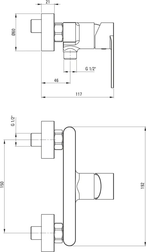 Alpinia Baterie pentru duș, montare pe perete, cu reducerea temperaturii BGAH040M