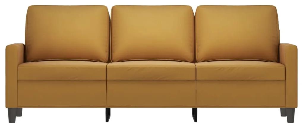 Canapea cu 3 locuri, Maro, 180 cm, catifea Maro, 198 x 77 x 80 cm