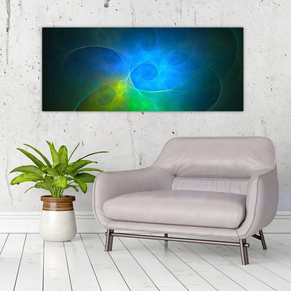 Tablou cu abstracțiune albastră (120x50 cm)