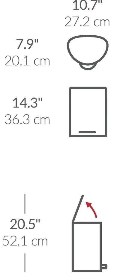 Simplehuman Coș de gunoi cu pedală 6 l,semicircular, oțel inoxidabil mat, plastic